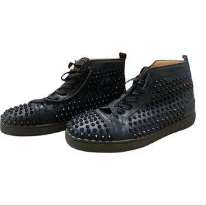 Christian louboutin black spided patent leather sneaker 45